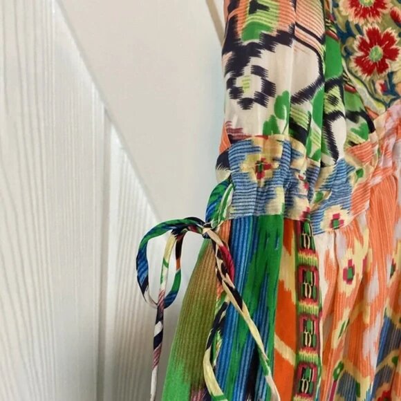 Johnny Was Silk Embroidered Colorful Patterned Maxi Dress - Picture 5 of 6